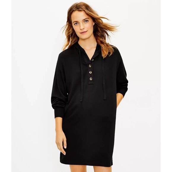 Lou & Grey Womens Sweater Dress Medium Black Supersoft Oversized Comfy Stretch‎ - Picture 1 of 10